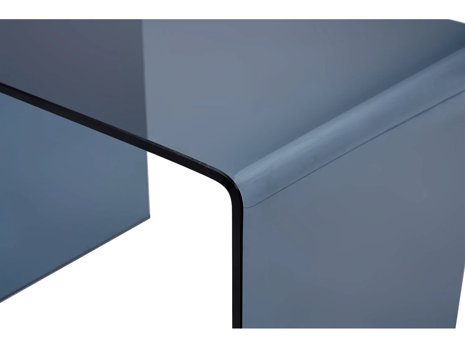 Lot de 2 tables de chevet - Verre trempé courbé et fumé - SUZANA