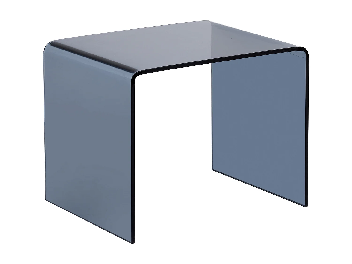 Lot de 2 tables de chevet - Verre trempé courbé et fumé - SUZANA