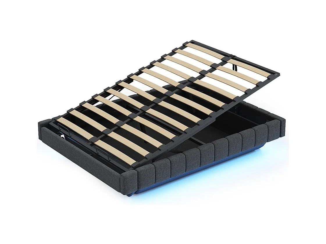 Lit coffre 140x200 cm, Cadre de lit flottant hydraulique, sans tête de lit , Gris