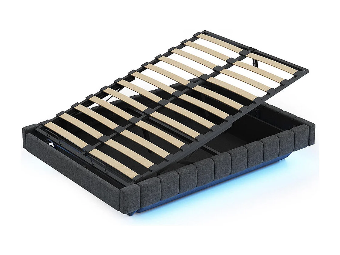 Lit coffre 140x200 cm, Cadre de lit flottant hydraulique, sans tête de lit , Gris