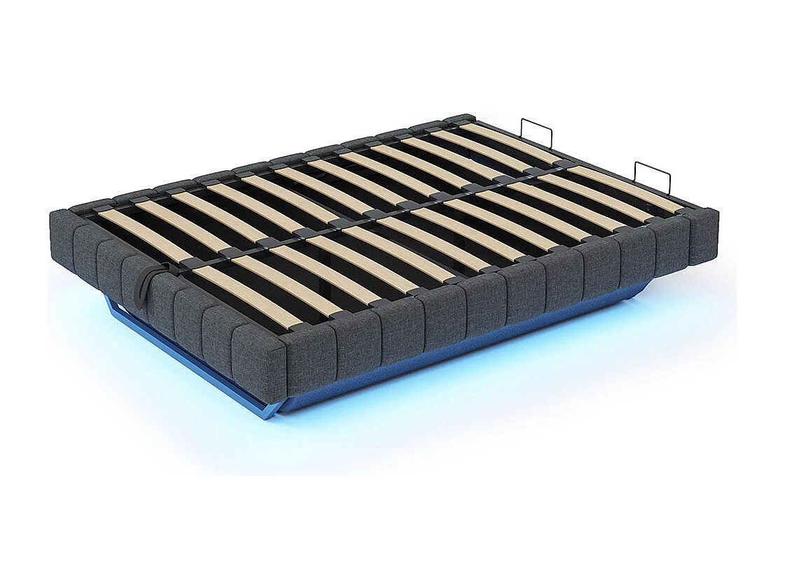 Lit coffre 160x200 cm, Cadre de lit flottant hydraulique, sans tête de lit , Gris