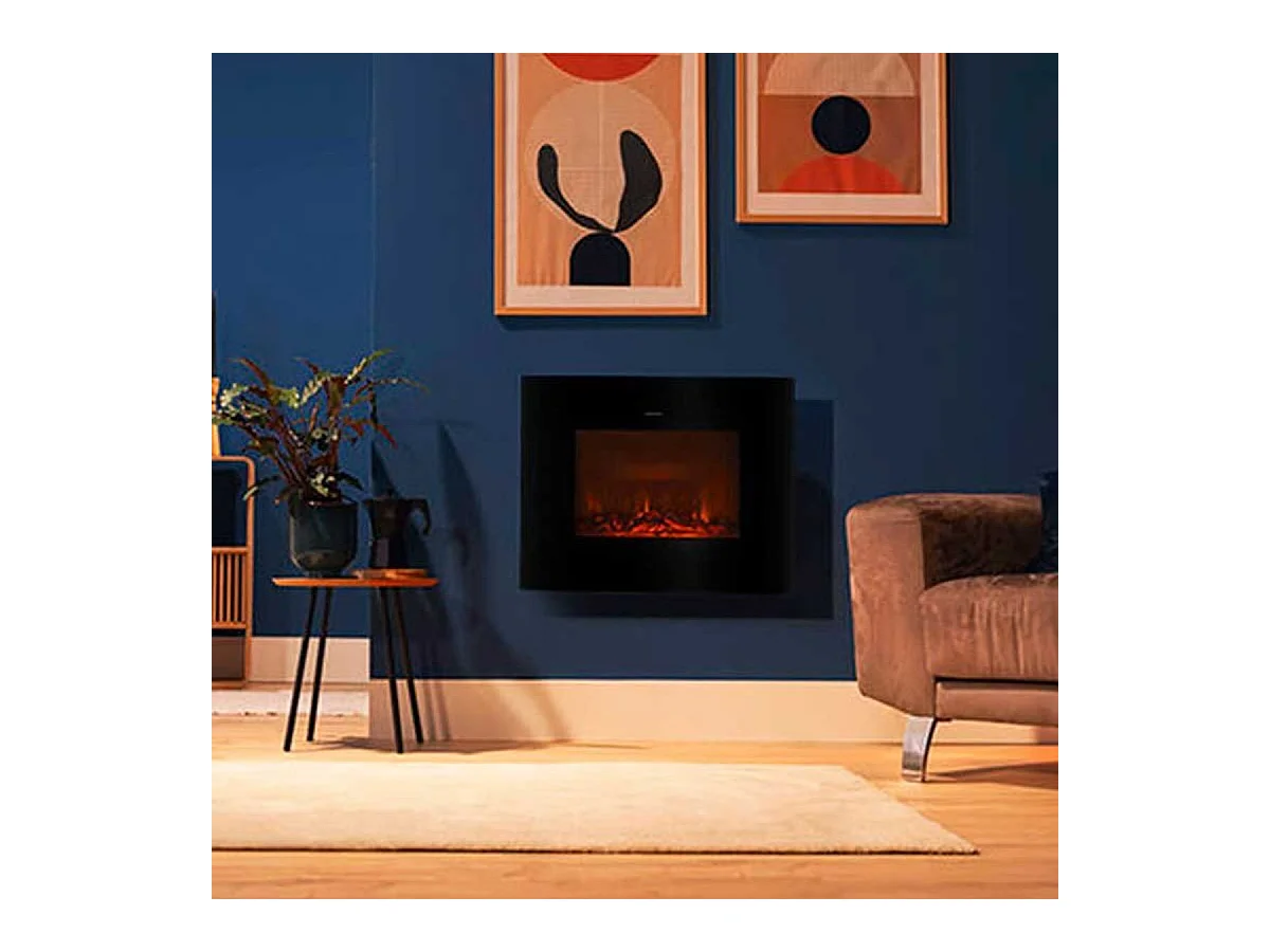Chimenea eléctrica decorativa Ready Warm 2700 Design Flames Black Cecotec 2000W con mando negro