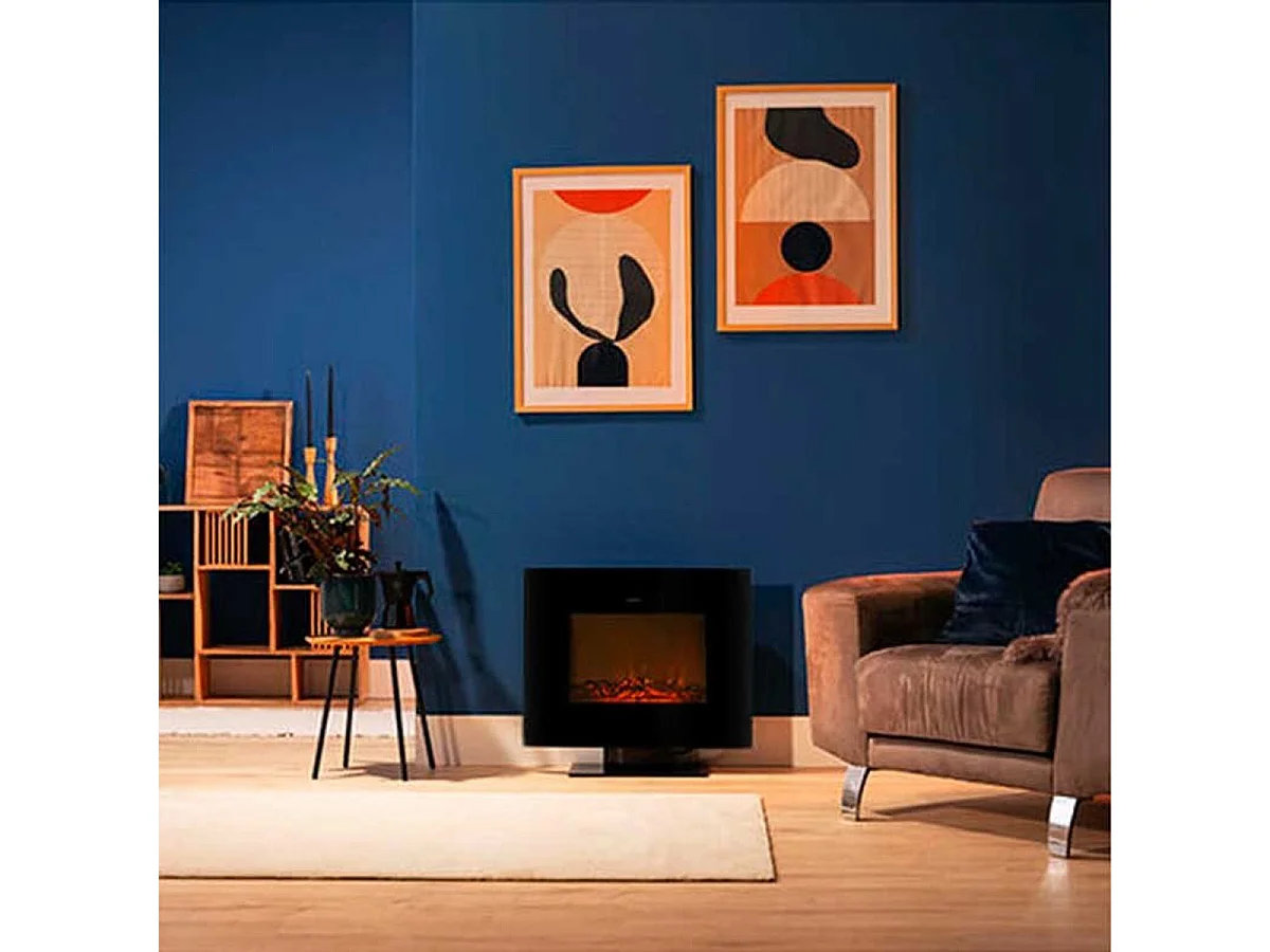 Chimenea eléctrica decorativa Ready Warm 2700 Design Flames Black Cecotec 2000W con mando negro