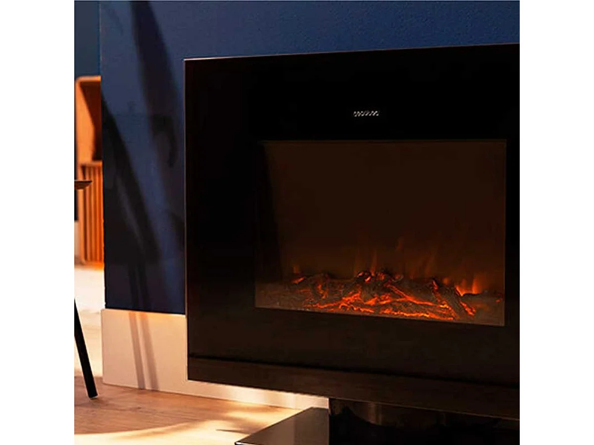 Chimenea eléctrica decorativa Ready Warm 2700 Design Flames Black Cecotec 2000W con mando negro
