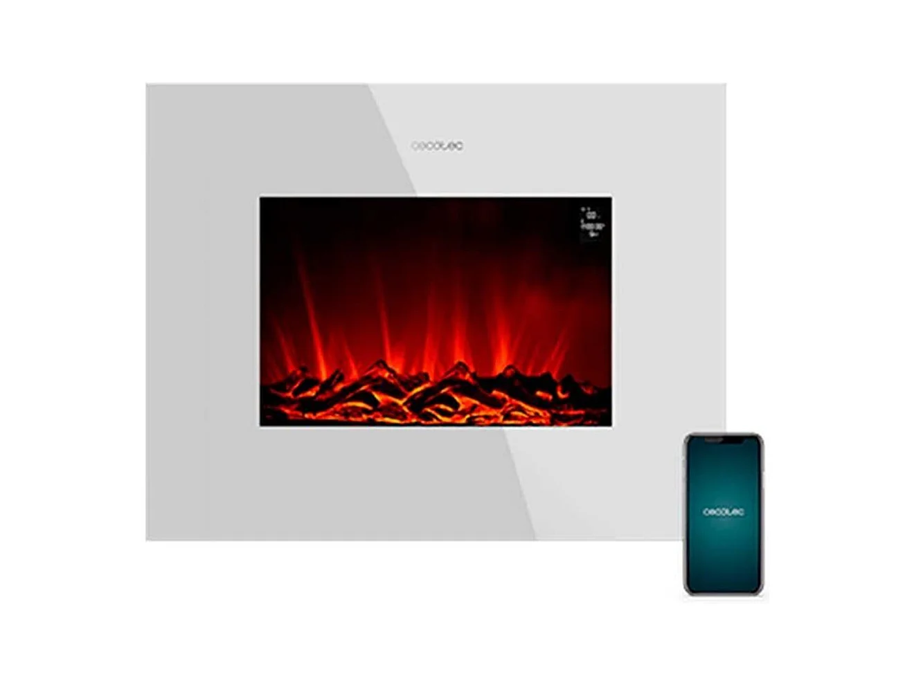 Chimenea eléctrica decorativa Ready Warm 2690 Flames Connected White Cecotec 2000W control vía App