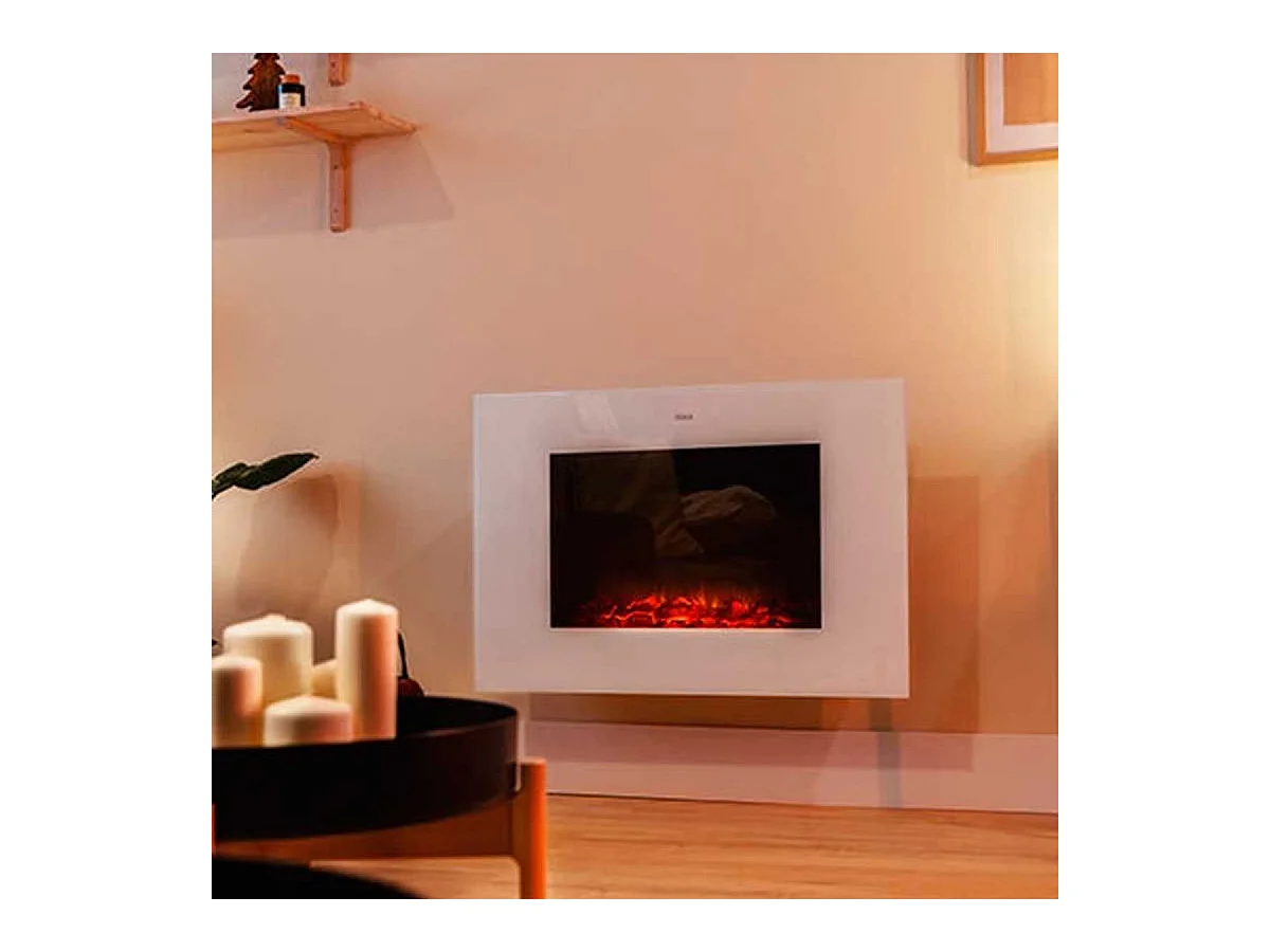 Chimenea eléctrica decorativa Ready Warm 2690 Flames Connected White Cecotec 2000W control vía App