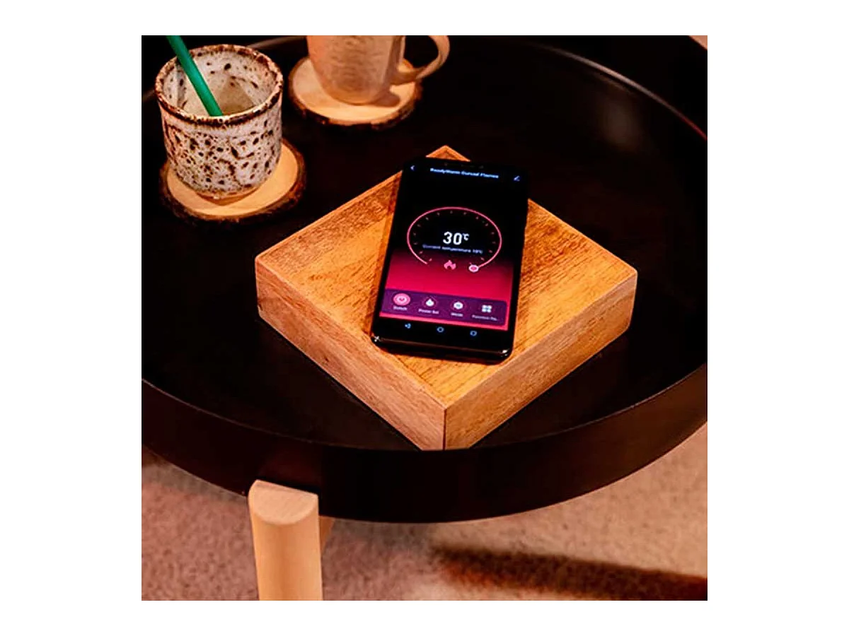 Chimenea eléctrica decorativa Ready Warm 2690 Flames Connected White Cecotec 2000W control vía App