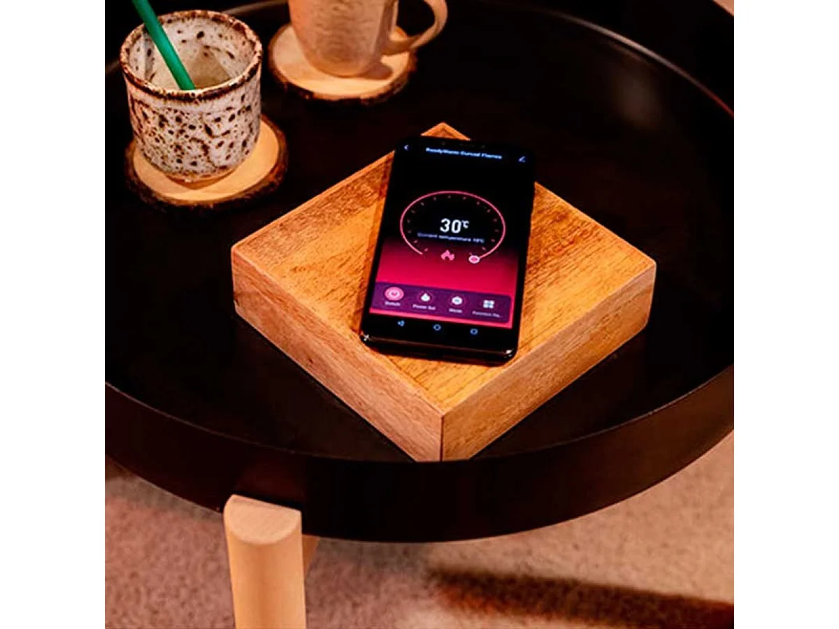 Chimenea eléctrica decorativa Ready Warm 2690 Flames Connected White Cecotec 2000W control vía App