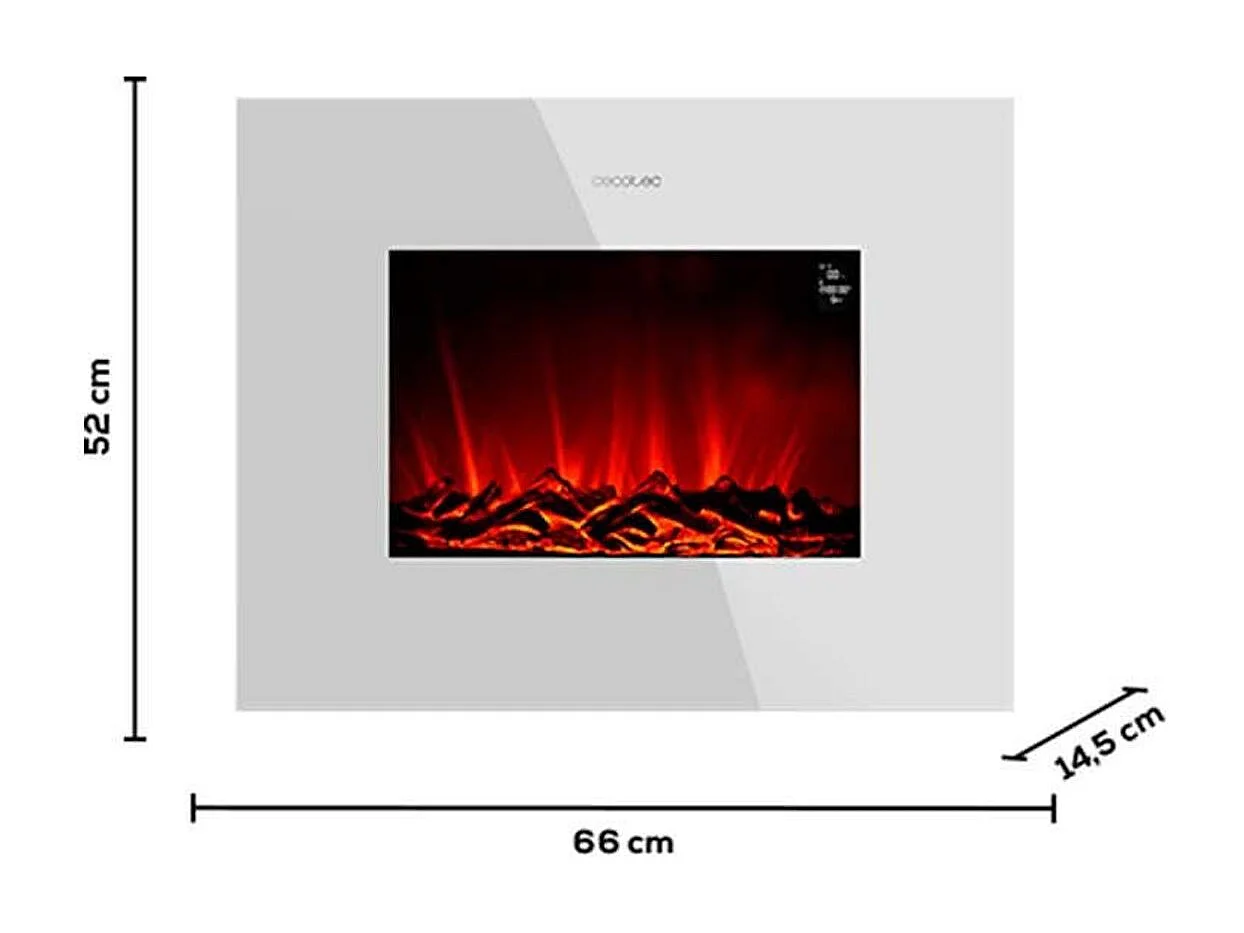 Chimenea eléctrica decorativa Ready Warm 2690 Flames Connected White Cecotec 2000W control vía App