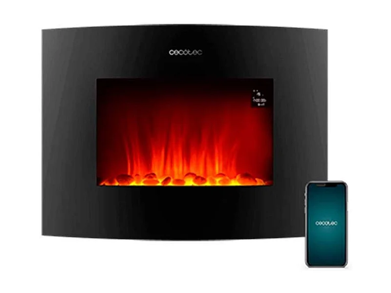 Chimenea eléctrica decorativa Ready Warm 2250 Curved Flames Connected Cecotec 2000W control vía App