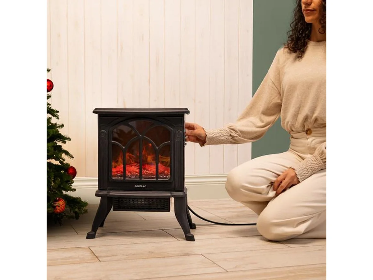 Chimenea eléctrica de pie Cecotec ReadyWarm 1500 Flames 1500W 2 niveles negro