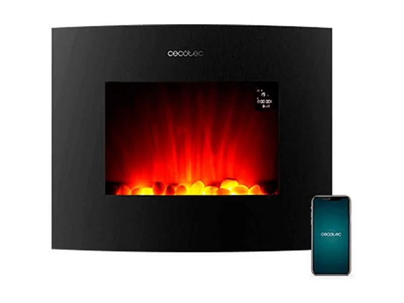 Chimenea eléctrica decorativa Ready Warm 2650 Curved Flames Connected Cecotec 2000W control vía App