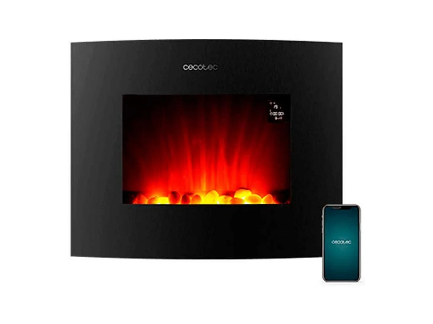 Chimenea eléctrica decorativa Ready Warm 2650 Curved Flames Connected Cecotec 2000W control vía App