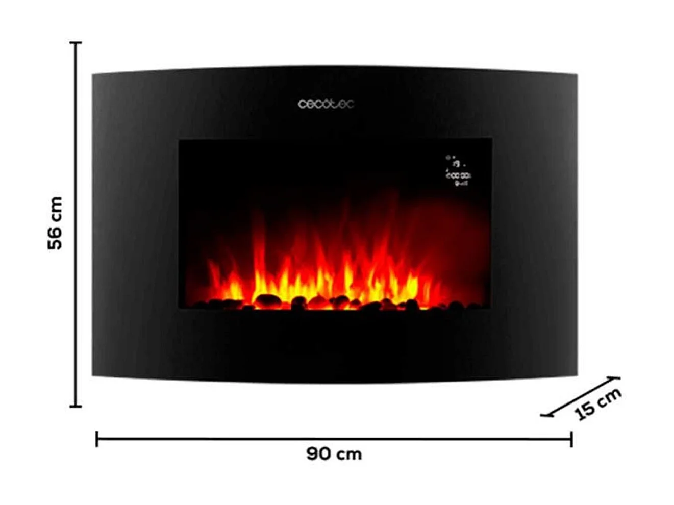 Chimenea eléctrica decorativa Ready Warm 3550 Curved Flames Connected Cecotec control vía App negro