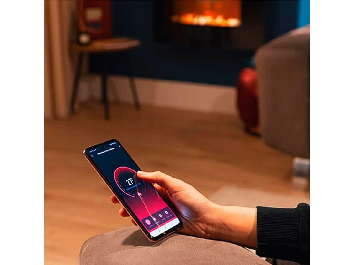 Chimenea eléctrica decorativa Ready Warm 3550 Curved Flames Connected Cecotec control vía App negro
