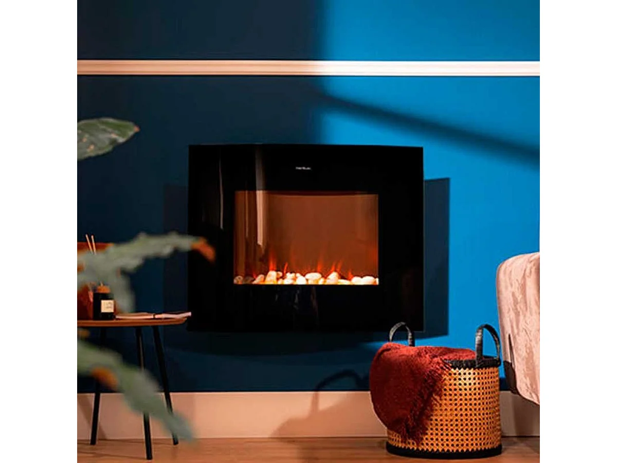 Chimenea eléctrica decorativa Ready Warm 3550 Curved Flames Connected Cecotec control vía App negro