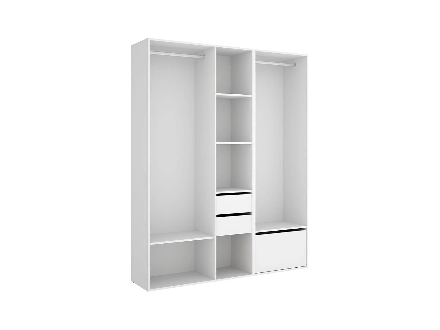 Armario vestidor Suit 2 módulos + 2 barras + zapatero blanco/natural 205x158x45 cm