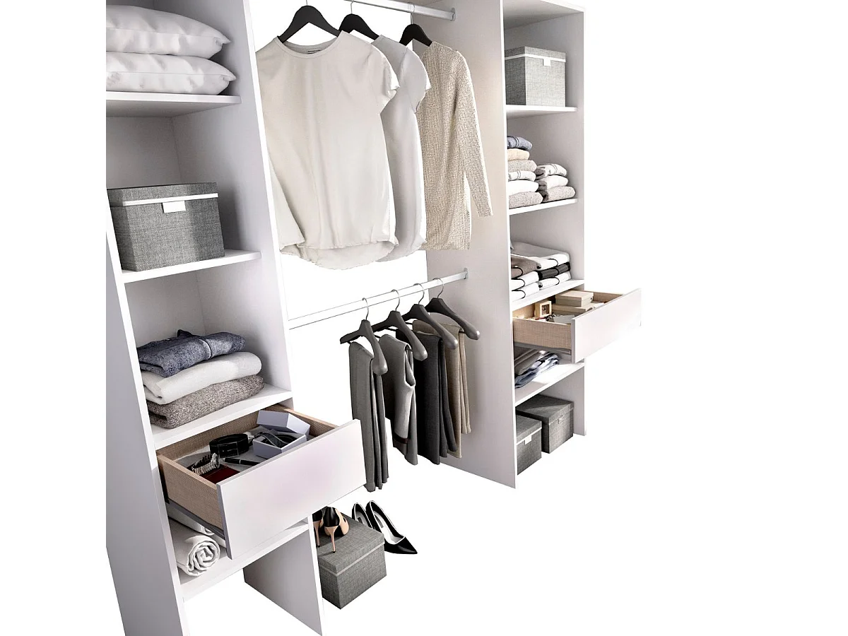 Vestidor Suit 2 columnas + 2 cajones blanco 187x160x50 cm