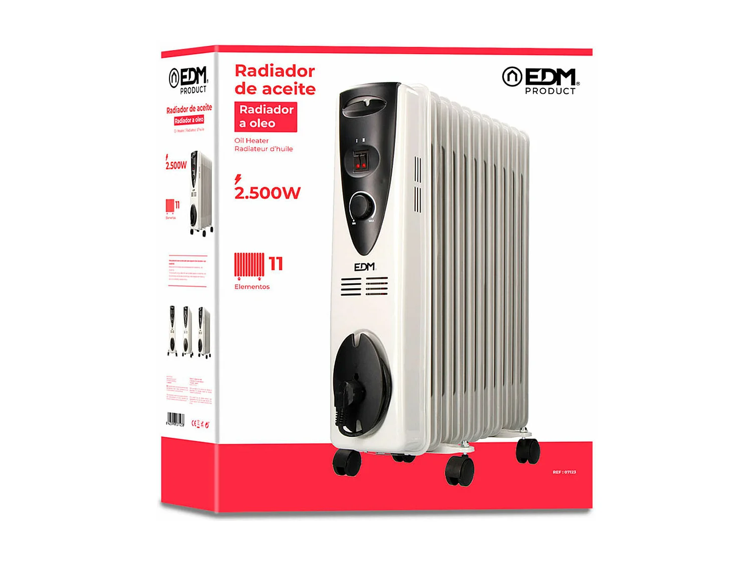 Radiador de aceite EDM 2500W 11 elementos blanco