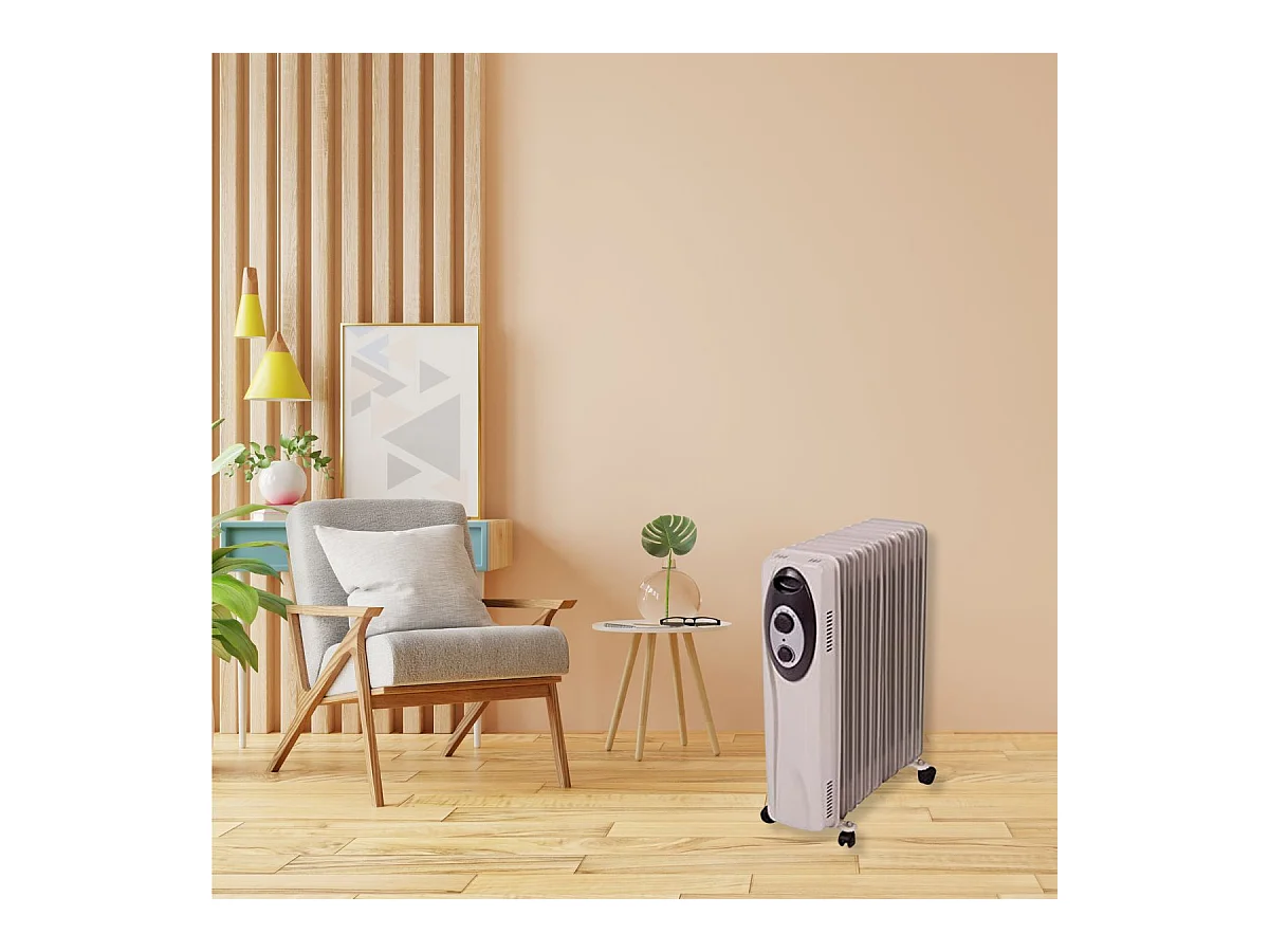 Radiador de aceite Sáhara 1503 S&P 1500W 7 elementos recogecables gris