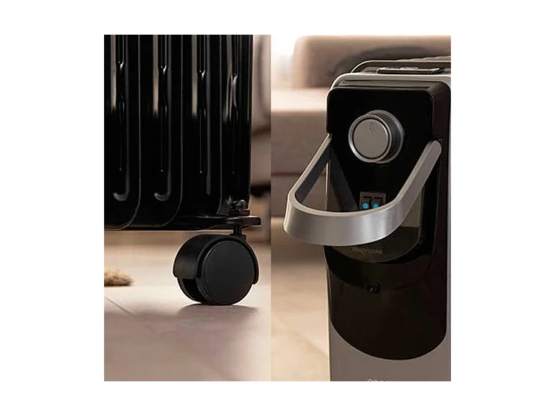Radiador de aceite Ready Warm 11000 Space 360 Black Cecotec 2500W 11 módulos con ruedas negro