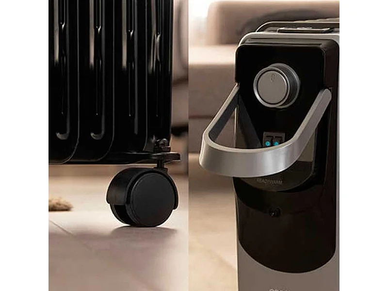 Radiador de aceite Ready Warm 11000 Space 360 Black Cecotec 2500W 11 módulos con ruedas negro