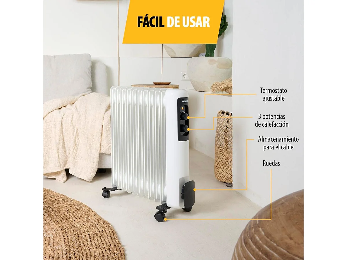 Radiador de aceite Tristar KA-5181 2000W 11 elementos con ruedas blanco