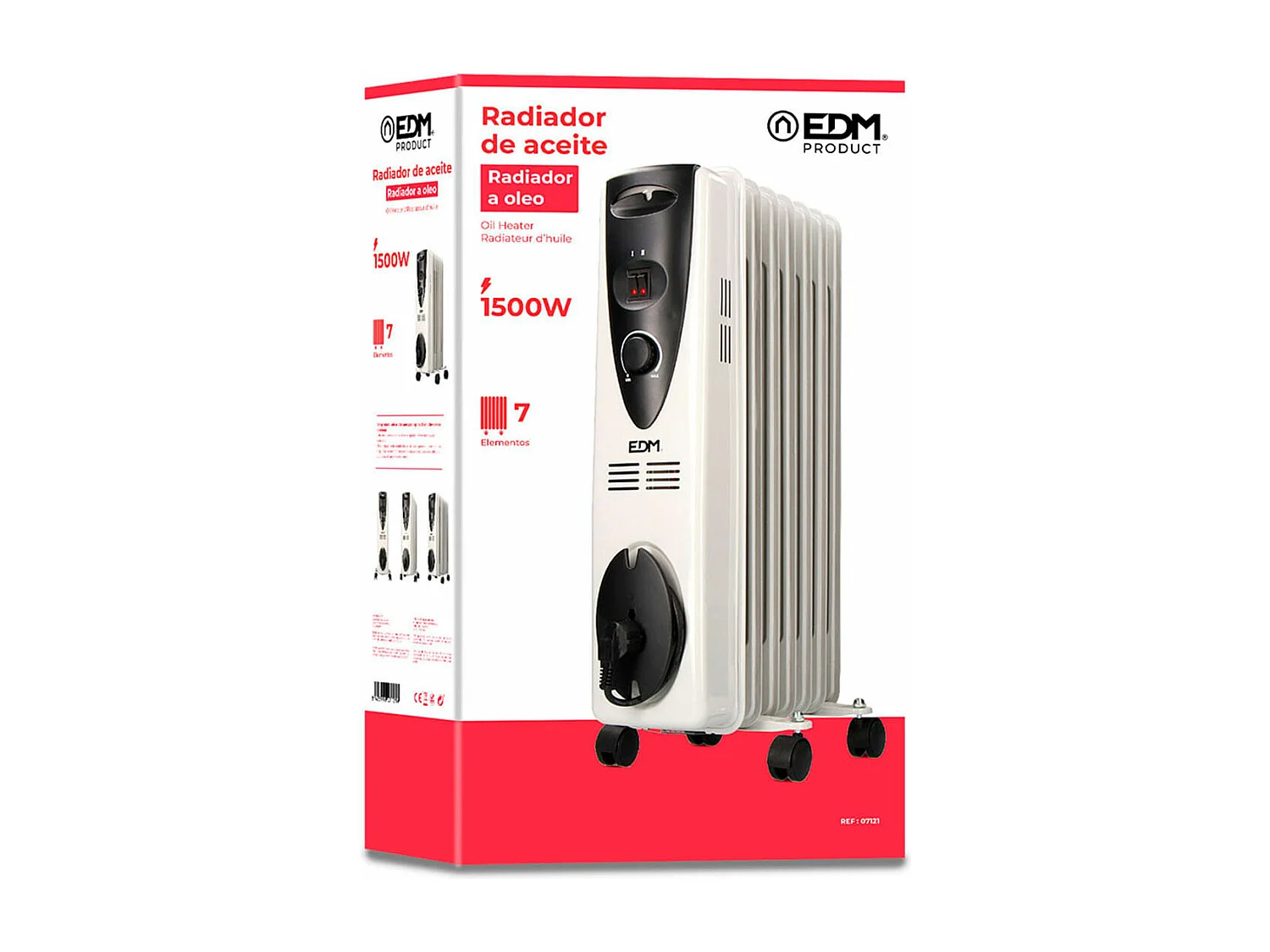 Radiador de aceite EDM 1500W 7 elementos blanco