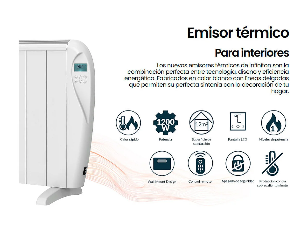 Emisor térmico Infiniton HD-ET12 1200W 6 programas mando a distancia blanco