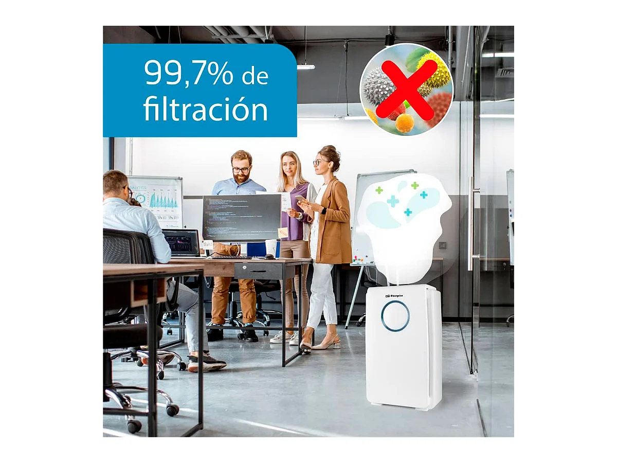 Purificador de aire Orbegozo PU 1000 45W 188 m³/h control táctil blanco