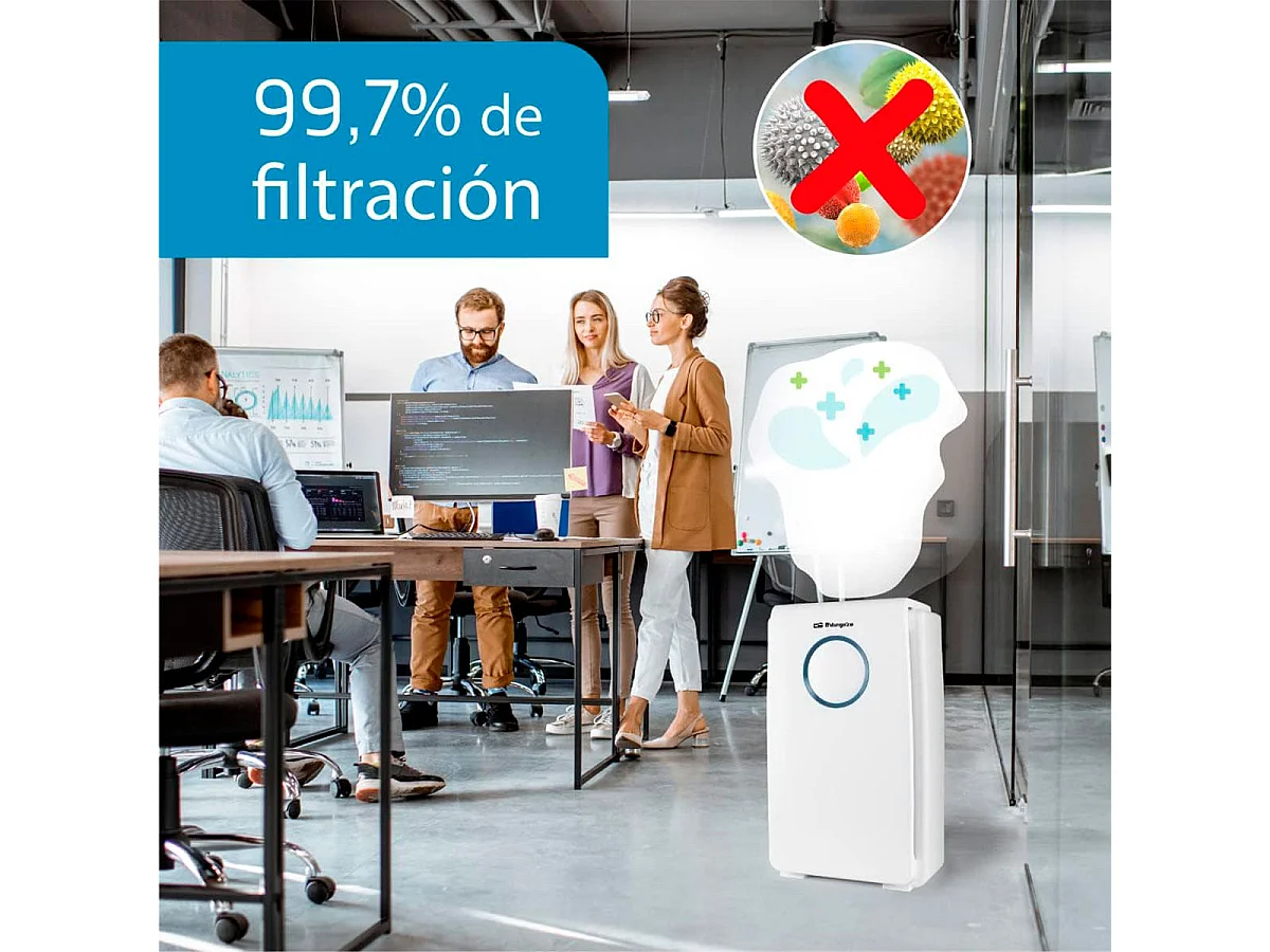 Purificador de aire Orbegozo PU 1000 45W 188 m³/h control táctil blanco