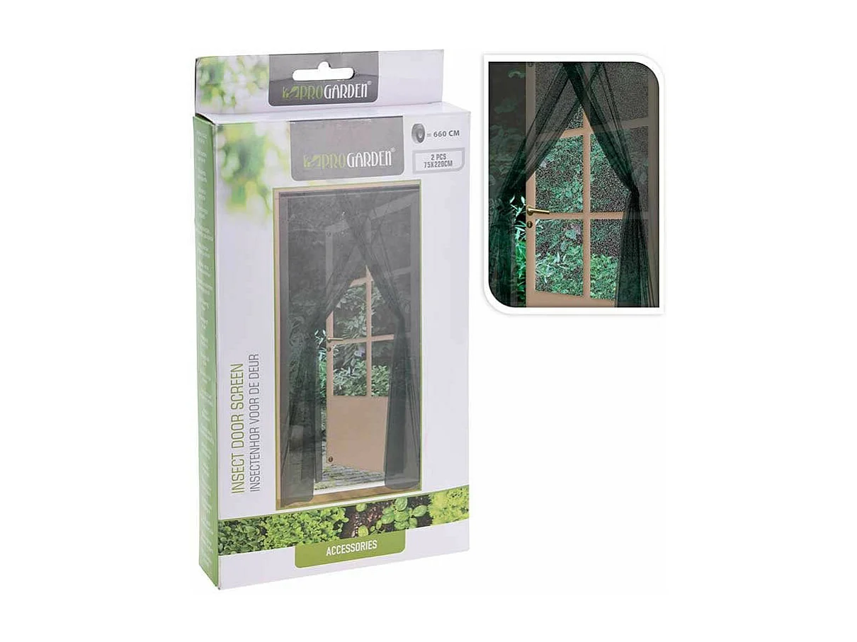 Mosquitera para puerta ProGarden 2 piezas negro 220x75 cm