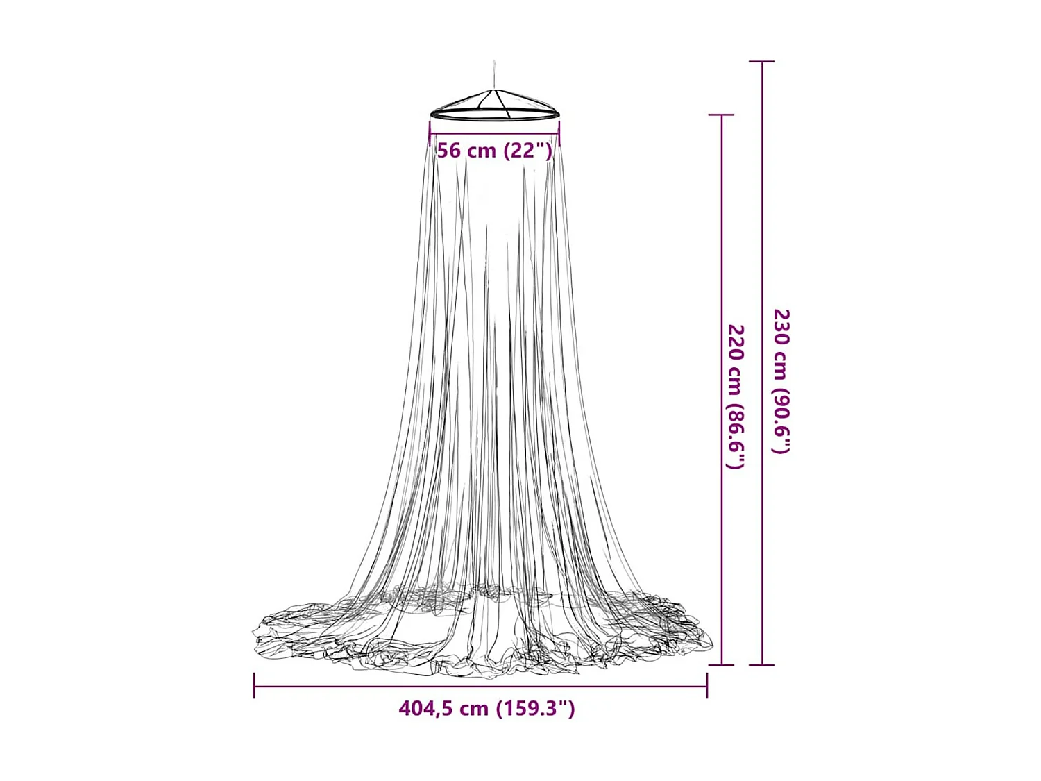 Mosquitera para cama abertura frontal blanco Ø404,5 cm