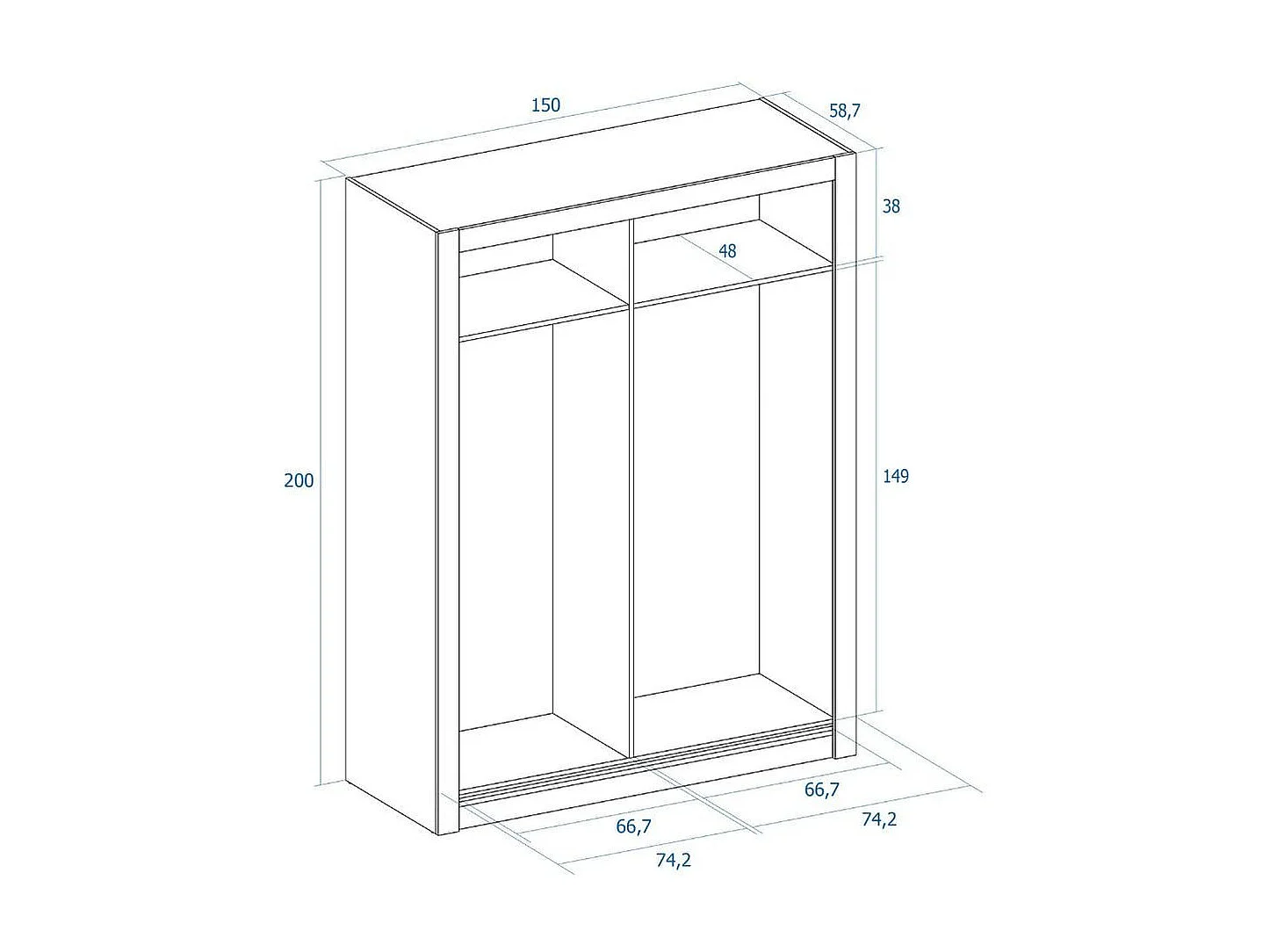 Armario Sava 2 puertas correderas sahara 201x150,5x58,7 cm