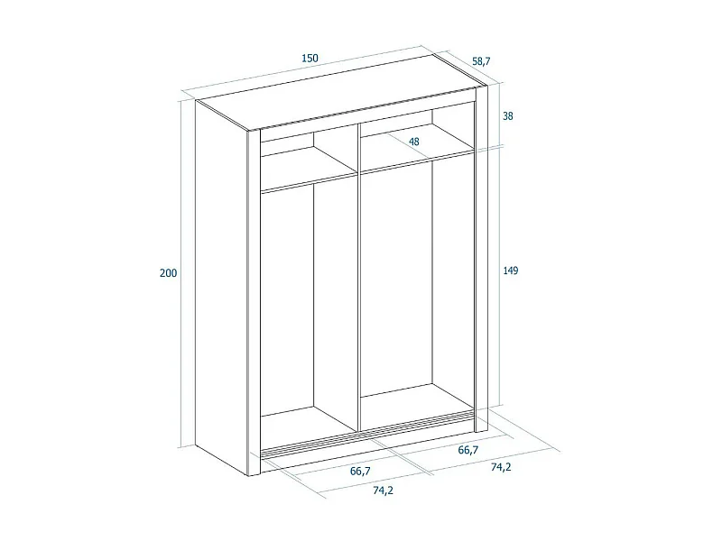 Armario Sava 2 puertas correderas sahara 201x150,5x58,7 cm