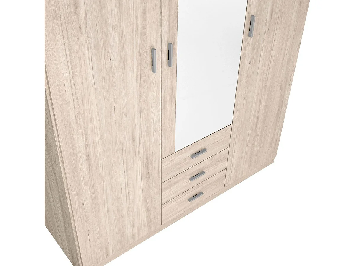 Armario Roma 3 puertas + 3 cajones con espejo sahara 215,5x148,9x52,6 cm
