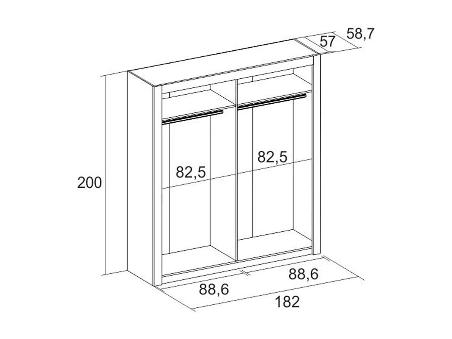 Armario Sava 2 puertas correderas sahara 201x182x58,7 cm