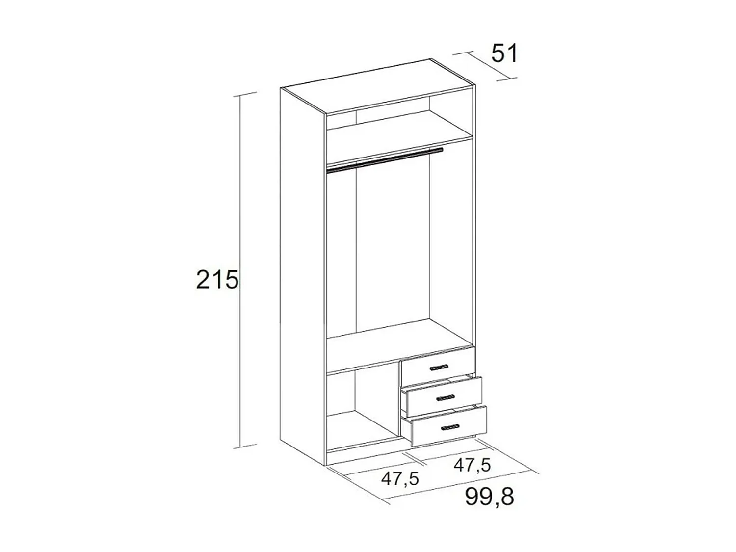 Armario Roma 2 puertas + 3 cajones sahara 215,5x99,8x52,6 cm
