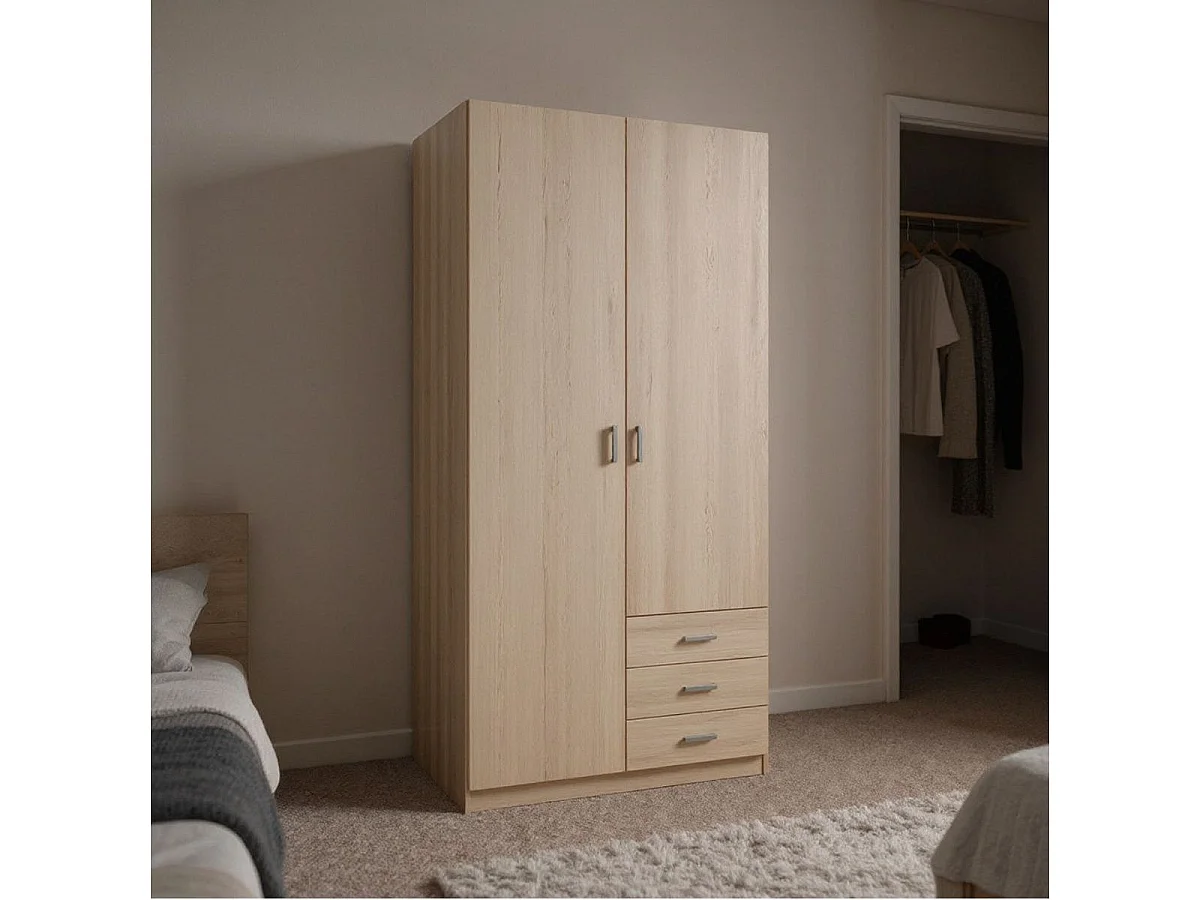 Armario Roma 2 puertas + 3 cajones sahara 215,5x99,8x52,6 cm