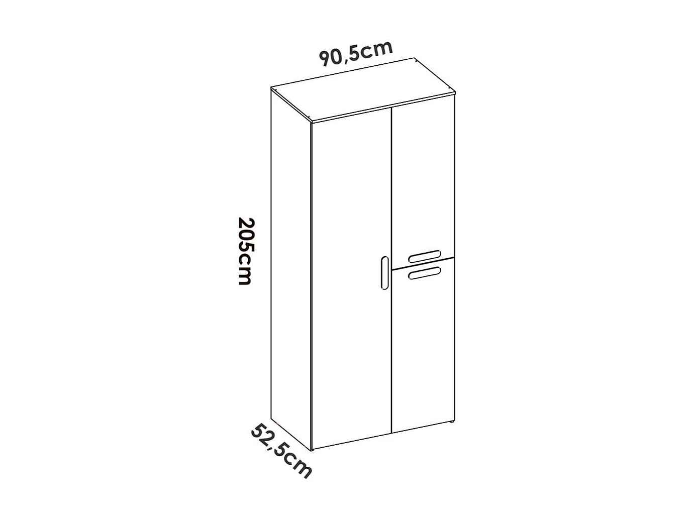 Armario Leka 3 puertas + barra + 3 estantes blanco 205x90,5x52,5 cm