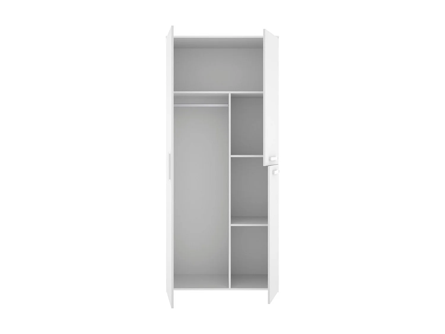 Armario Leka 3 puertas + barra + 3 estantes blanco 205x90,5x52,5 cm