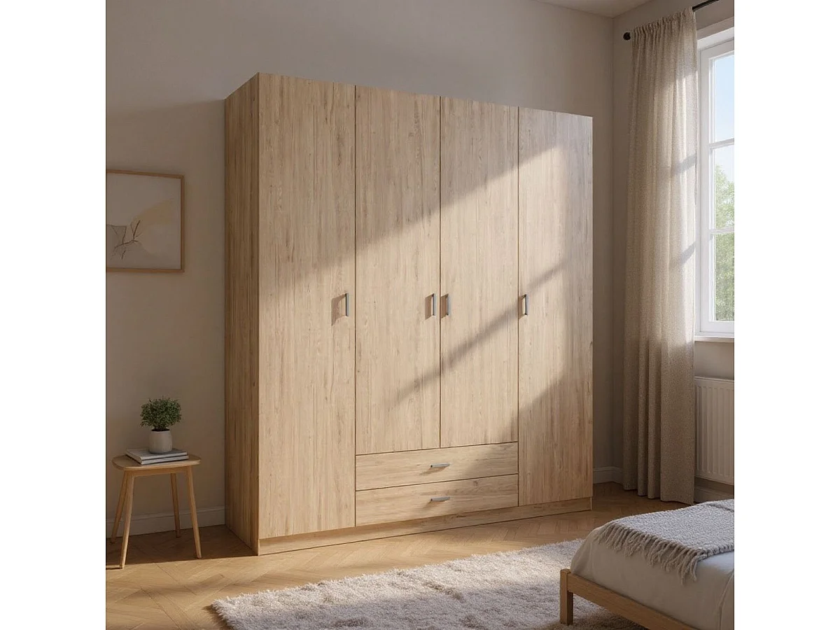 Armario Roma 4 puertas + 2 cajones sahara 215,5x198x52,6 cm