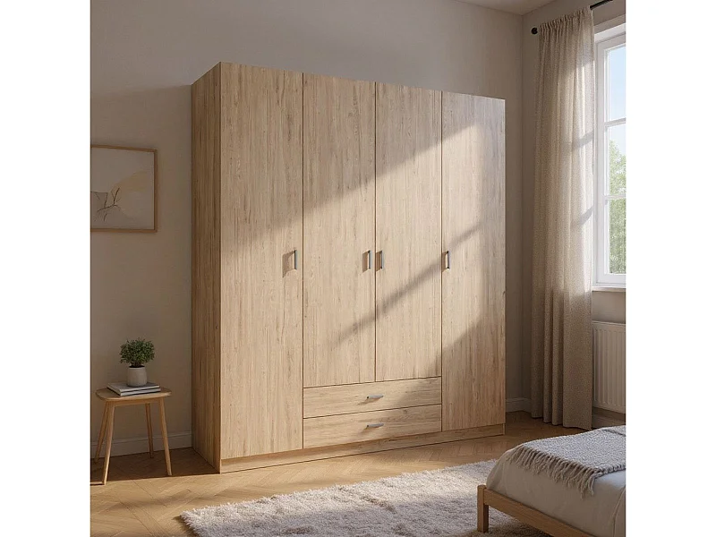 Armario Roma 4 puertas + 2 cajones sahara 215,5x198x52,6 cm