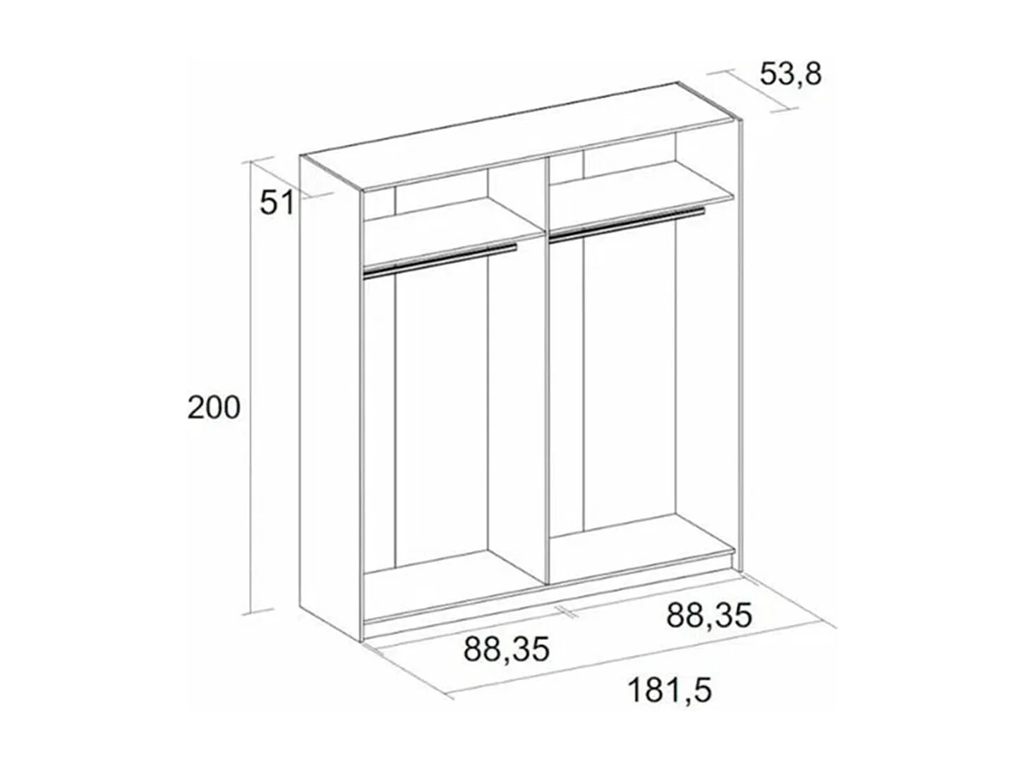 Armario Siena 2 puertas correderas sahara 201x182x56 cm