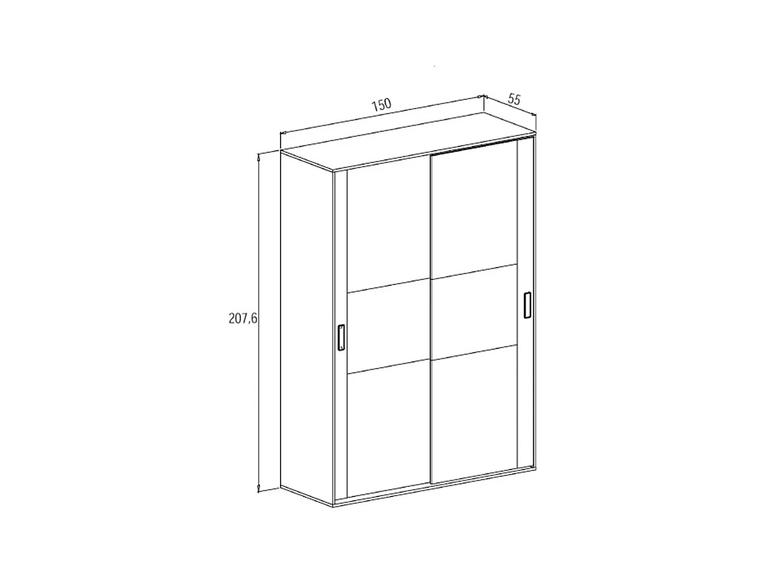 Armario Donald 2 puertas correderas Puccini/Grafito 207x150x55 cm