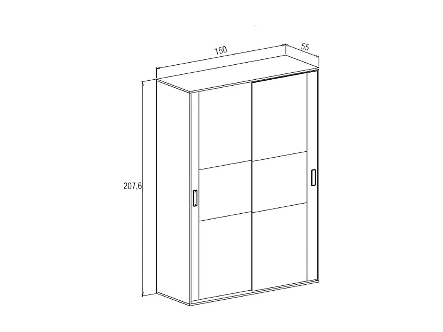 Armario Donald 2 puertas correderas Puccini/Grafito 207x150x55 cm