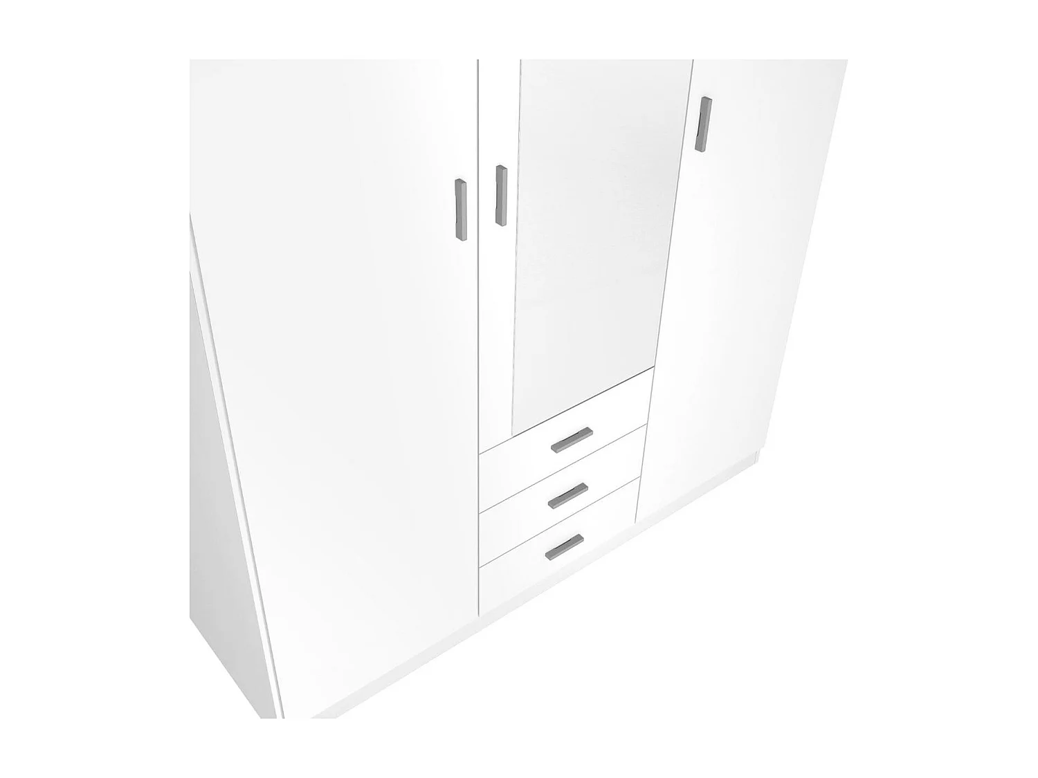Armario Roma 3 puertas + 3 cajones con espejo blanco mate 215,5x148,9x52,6 cm