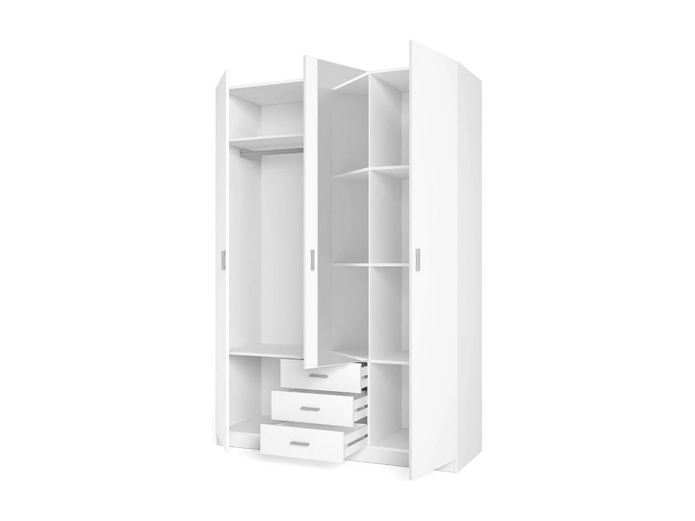 Armario Roma 3 puertas + 3 cajones con espejo blanco mate 215,5x148,9x52,6 cm