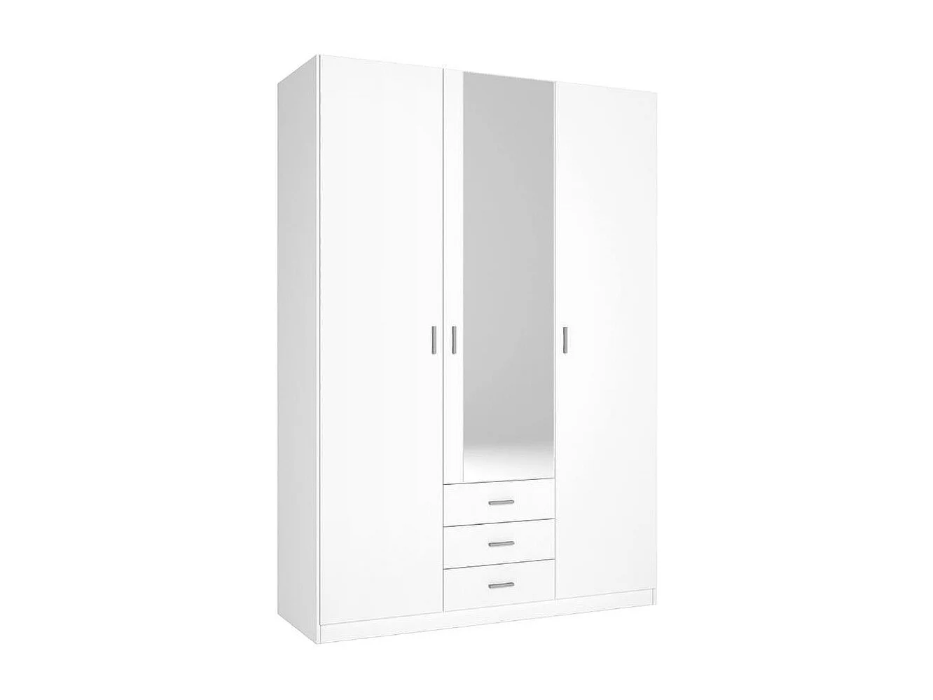 Armario Roma 3 puertas + 3 cajones con espejo blanco mate 215,5x148,9x52,6 cm