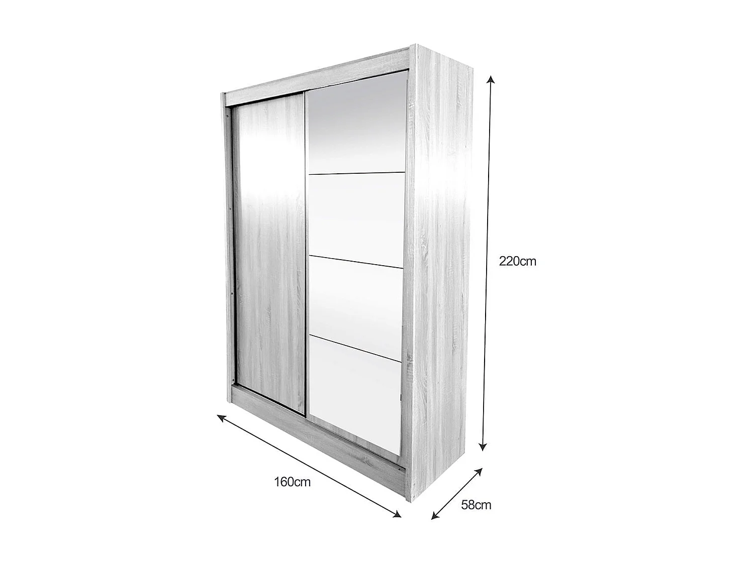 Armario Marbella 2 puertas correderas blanco artik 220x160x58 cm